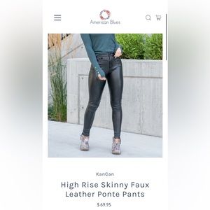 Women’s high waisted Ponte skinny faux leather pants
